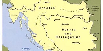 แผนที่ของบอสเนียและเฮอร์เซโกวินาและรอบๆแถวนี้แล้วประเทศ