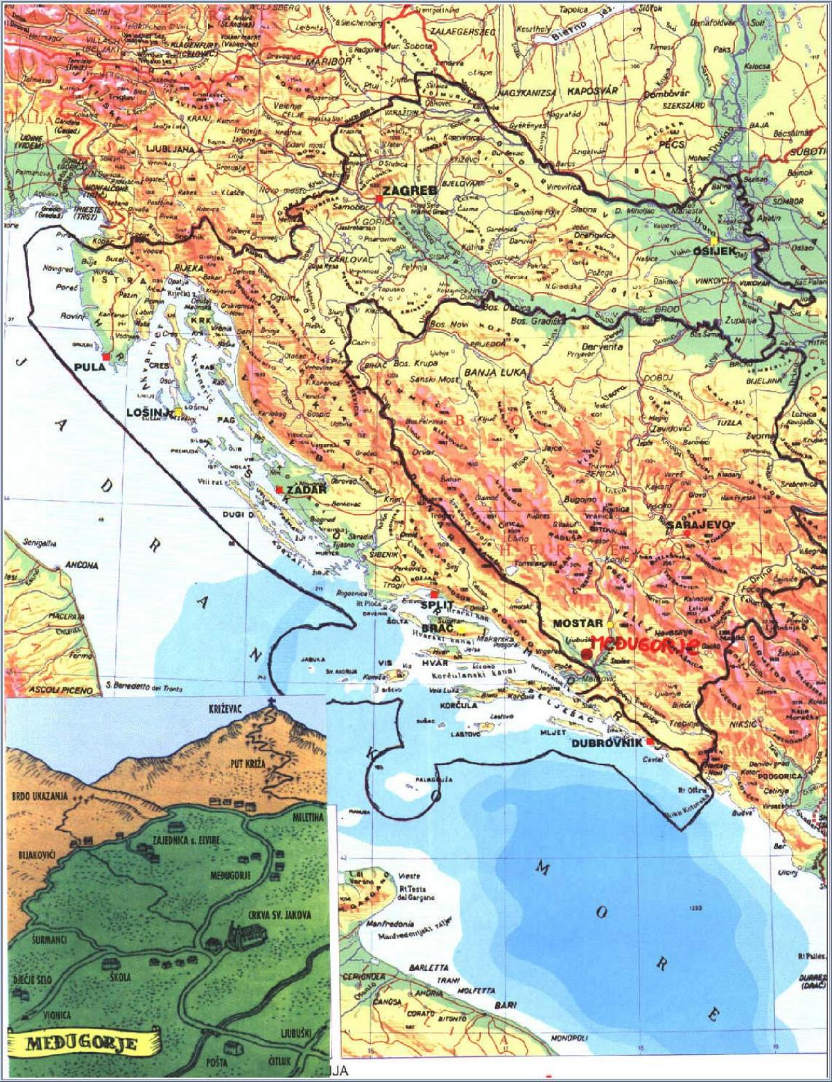 แผนที่ของ medjugorje บอสเนียเฮอร์